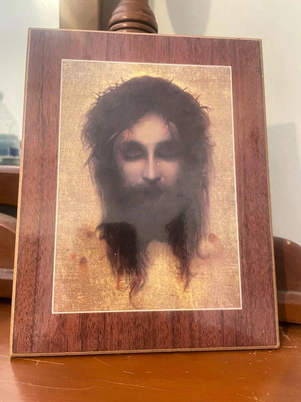 Framed Religious Art Print Brown & Gold